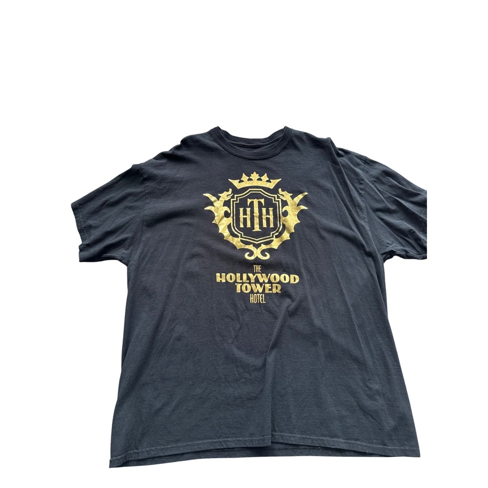 Disney Parks Tower of Terror Hollywood Hotel Graphic T-Shirt Black Gold XXL
